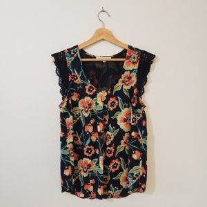 Daniel Rainn Navy and Floral Blouse